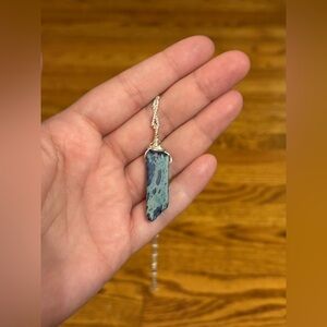 Handcrafted Blue-Green Stone Pendant Necklace